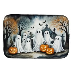 Ghosts Spooky Halloween Dish Drying Mat Absorbent Dish Drying Mat Pad for Kitchen Counter Dish Drainer Mat for Countertop, 14 x 21", Multicolor (Option: default)