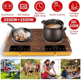 7000W Electric Double Ceramic Stove/ 3500W Electric Single Ceramic Stove Options 3 Colors Available (Option: 7000W Double Burner-Wood)