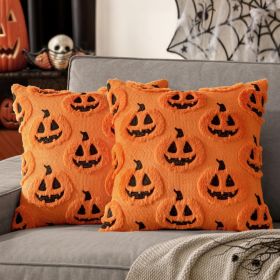 Halloween Fall Pumpkin Throw Pillow Covers 18x18 Orange-Black (Option: OrangeBlack)