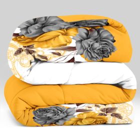 5-Piece Yellow Peony Comforter Bedding Set For Queen, King And California King (Option: California King)