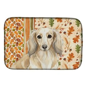 Longhaired Cream Dachshund Heirloom Fall Dish Drying Mat Absorbent Dish Drying Mat Pad for Kitchen Counter Dish Drainer Mat for Countertop, 14 x (Option: default)