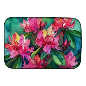 West Virginia Rhododendrons in Watercolor Dish Drying Mat Absorbent Dish Drying Mat Pad for Kitchen Counter Dish Drainer Mat for Countertop, 14 x (Option: default)