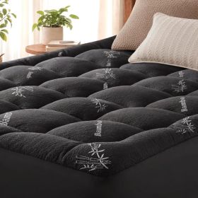 Queen Mattress Topper Viscose Derived From Bamboo, Cooling Thick Pillow Top Mattress Pad With Deep Pocket For 8-21 Mattress, Soft Breathable Matt (Option: Black-75x39 inches)
