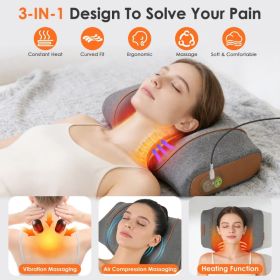 3 in 1 Neck Massager Pillow with Vibration, Air Compression & Heat Therapy, Ergonomic Memory Foam Neck Pillow for Neck & Shoulder Pain Relief (Option: default title)
