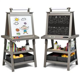 3-in-1 Double-Sided Storage Art Easel Gray (Option: default title)