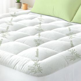 Queen Mattress Topper Viscose Derived From Bamboo, Cooling Thick Pillow Top Mattress Pad With Deep Pocket For 8-21 Mattress, Soft Breathable Matt (Option: Green-75x39 inches)