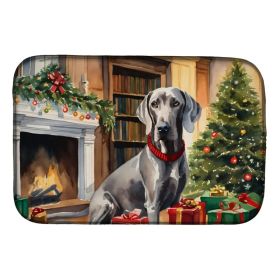 Weimaraner Cozy Christmas Dish Drying Mat Absorbent Dish Drying Mat Pad for Kitchen Counter Dish Drainer Mat for Countertop, 14 x 21", Multicolor (Option: default)