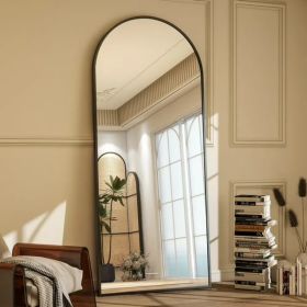 58"x19" Arched Full Length Mirror with Aluminum Alloy Frame Freestanding Floor Dressing Mirror, Black (Shipment from Walmart) (Option: default title)