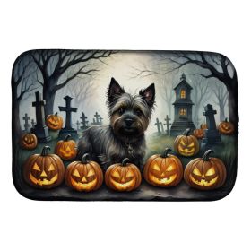 Cairn Terrier Spooky Halloween Dish Drying Mat Absorbent Dish Drying Mat Pad for Kitchen Counter Dish Drainer Mat for Countertop, 14 x 21", Multi (Option: default)