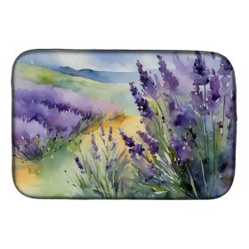 Lavender in Watercolor Dish Drying Mat Absorbent Dish Drying Mat Pad for Kitchen Counter Dish Drainer Mat for Countertop, 14 x 21", Multicolor (Option: default)