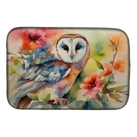 Barn Owl Dish Drying Mat Absorbent Dish Drying Mat Pad for Kitchen Counter Dish Drainer Mat for Countertop, 14 x 21", Multicolor (Option: default)