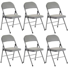 6pcs Elegant Foldable Iron & PVC Chairs For Convention & Exhibition Gray (Option: defaulttitle)