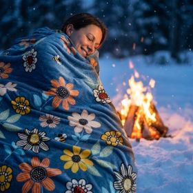 1PC Soft Fleece Throw Blanket, Lightweight Warm Plush Blanket For Camping Sofa Bedroom (Option: Blue-108x90 inch)