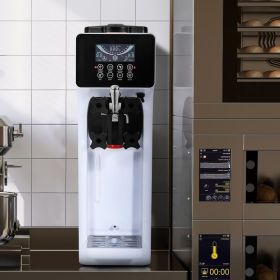 Commercial Ice Cream Machine, 10.6 QT/H Yield, 1000W Single Flavor Countertop Soft Serve Ice Cream Maker, With 4L Hopper 1.6L Cylinder, LCD Panel (Option: White)