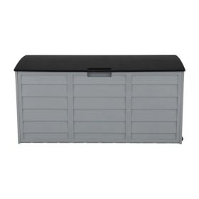 75gal 260L Outdoor Garden Plastic Storage Deck Box Chest Tools Cushions Toys Lockable Seat (Option: Black)