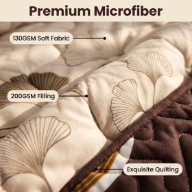 9-Piece Brown And Black Lotus Bedspread And Curtain Set, Reversible Microfiber Bedding Set For Queen And King (Option: QUEEN)