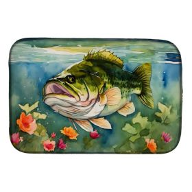 Largemouth Bass Dish Drying Mat Absorbent Dish Drying Mat Pad for Kitchen Counter Dish Drainer Mat for Countertop, 14 x 21", Multicolor (Option: default)