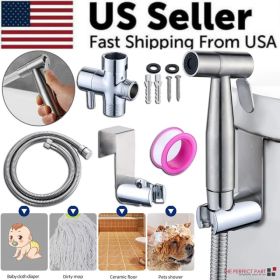 Toilet Shattaf Adapter Hose Bidet Spray Stainless Steel Handheld Shower Head US (Option: default title)