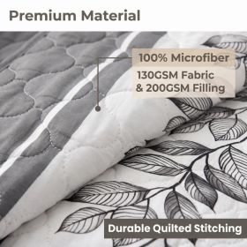 3-Piece Gray And White Stripe Quilted Bedspread Set For King And California King (Option: California King)