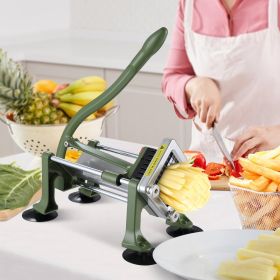 French Fry Cutter Stainless Steel Potato Vegetable Slicer Chopper W/ Blade (Option: Green)