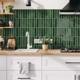 10pcs Dark Green Self-Adhesive Tiles 12x12 Inch Vintage 3D Self-Stick Backsplash Wall Tiles - Heat Resistant Wall Tiles For Kitchen, Bathroom, Re (Option: 1)