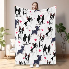 1pc Adorable Fleece Dog Blanket - Soft, Cozy, Lightweight, Warm, Flannel Throw For Couch, Bed, Sofa, Living Room Decor - Perfect For Snuggling Up (Option: 130x150cm-Black)