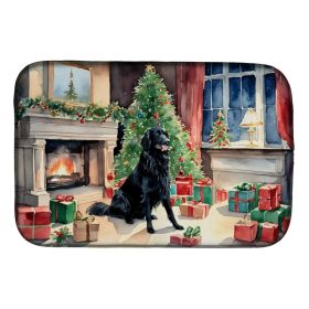 Flat-Coated Retriever Cozy Christmas Dish Drying Mat Absorbent Dish Drying Mat Pad for Kitchen Counter Dish Drainer Mat for Countertop, 14 x 21", (Option: default)