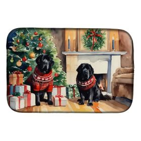 Tibetan Mastiff Cozy Christmas Dish Drying Mat Absorbent Dish Drying Mat Pad for Kitchen Counter Dish Drainer Mat for Countertop, 14 x 21", Multi (Option: default)