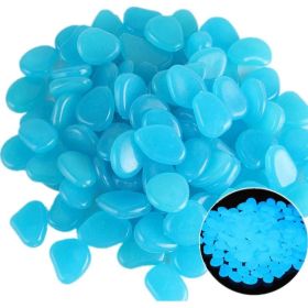 300PCS Glow in The Dark Pebbles Garden Glowing Rocks Fish Tank Luminous Stones (Option: Lake Blue)