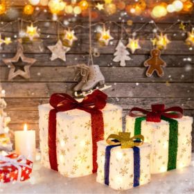 Christmas LED Gift Decor - 3 Stackable Boxes, Sturdy Waterproof Design, Fireplace/Tree/Porch Display (Option: default title)