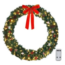 48in 150 Lights 450 Branches PVC Bow Decoration Garland Garden Garland Decoration Green (Option: default title)