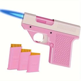Windproof Adjustable Flame Lighter - Portable Liquid Gas Filling Igniter, Zinc Alloy Shell, Light Green And Pink Handle, Suitable For Camping, Ba (Option: Pink)