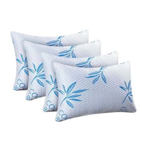 King Size Rayon Derived From Bamboo Pillow, Cooling Shredded Memory Foam Bed Pillows Sets For Back, Stomach, Side Sleepers, Adjustable Soft Firm, (Option: 4pc Blue King 19x 34in)