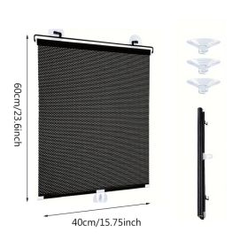 Window Shade with 3 Suction Cups Insulation Blackout Blind Shade Portable Temporary Cover (Option: 15.75x 23.6 in)