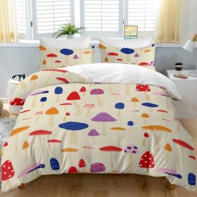 Mushroom Duvet Cover Set Full Size, 3 Pieces Colorful Cartoon Mushroom Bed Set for Women Girls Kids Gifts - Soft Vintage Plants Bedding Set for A (Option: default title)