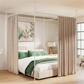 Drill-Free L-Shaped Room Divider Curtain Rod, Adjustable 28"-142"W x 4-10 ft H Heavy-Duty Partition Rod- White (Option: default title)