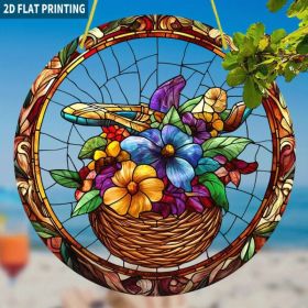 CIFbuy High Definition Printed Flower Basket Acrylic Hanging Ornament Transparent Home Garden Decor(TikTok, temu pick-up service) (Option: default title)