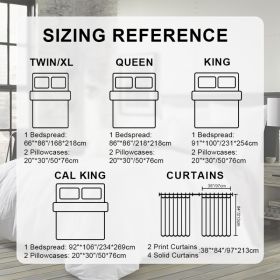 9-Piece Gray And Sapphire Floral Bedspread And Curtain Set, Reversible Microfiber Bedding Set For King And California King (Option: California King)