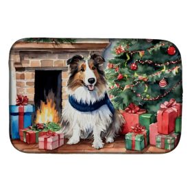 Sheltie Cozy Christmas Dish Drying Mat Absorbent Dish Drying Mat Pad for Kitchen Counter Dish Drainer Mat for Countertop, 14 x 21", Multicolor (Option: default)