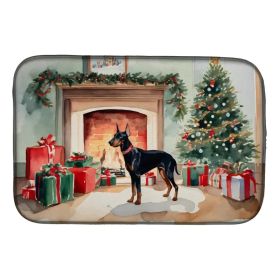 Doberman Pinscher Cozy Christmas Dish Drying Mat Absorbent Dish Drying Mat Pad for Kitchen Counter Dish Drainer Mat for Countertop, 14 x 21", Mul (Option: default)