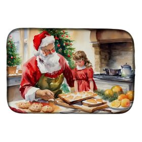 Cookies with Santa Claus Dish Drying Mat Absorbent Dish Drying Mat Pad for Kitchen Counter Dish Drainer Mat for Countertop, 14 x 21", Multicolor (Option: default)