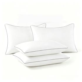 Pillows Standard And Full Size, Hotel Collection Bed Pillows For Side, Back, And Stomach Sleepers, Fluffy And Supportive, Down Alternative Microf (Option: 4pc Gray King 19x 34in)