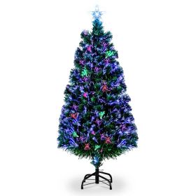 6ft Top With Stars PVC Material Fiber Optics 230 Branches Christmas Tree Green (Option: default title)