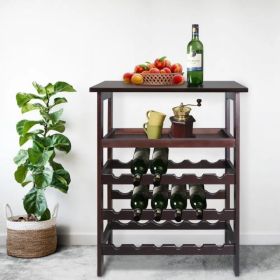 Solid Wood 18-Bottle Freestanding Wine Rack with Tabletop and Tray (Option: default title)
