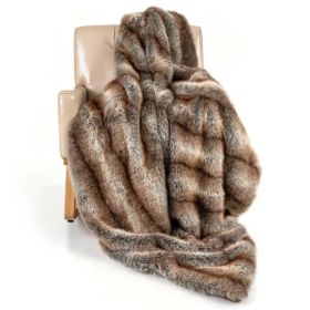 Brown Taupe 780GSM Faux Fox Fur Throw Blanket 60"x80" Double-Sided PV Fleece Lined Blanket (Option: default title)