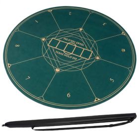 55" Round Foldable Poker Table Top Mat with Non-Slip Rubber Base, Portable Casino-Grade Poker Mat with Carrying Bag (Green) (Option: default title)