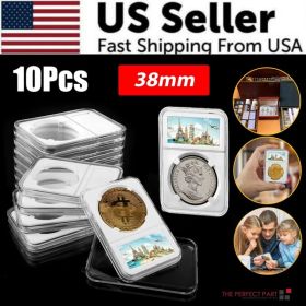 10pcs Coin Display Slabs 38mm Graded Storage for MORGAN/PEACE/IKE SILVER DOLLAR (Option: default title)