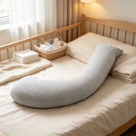 L-Shaped Pregnancy Body Pillow for Side Sleeping, Soft Maternity Pillow with Washable Jersey Cover for Head, Neck & Belly Support (Option: default title)