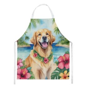 Golden Retriever Luau Apron Cooking Kitchen Server Baking Crafts Gardening for Adult Women Men, Unisex, Large, Multicolor (Option: default)