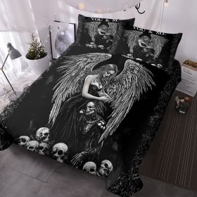 3 Pcs Of Dark Angel Skull Themed Printed Bedding Series Suitable For All Seasons (Option: Twin-Black)